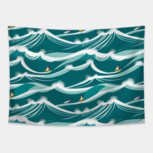 Minimalist Wave and Surf Tapestry