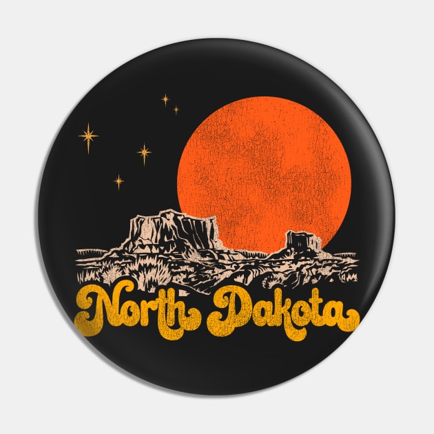 Vintage State of North Dakota Mid Century Distressed Aesthetic Pin by darklordpug