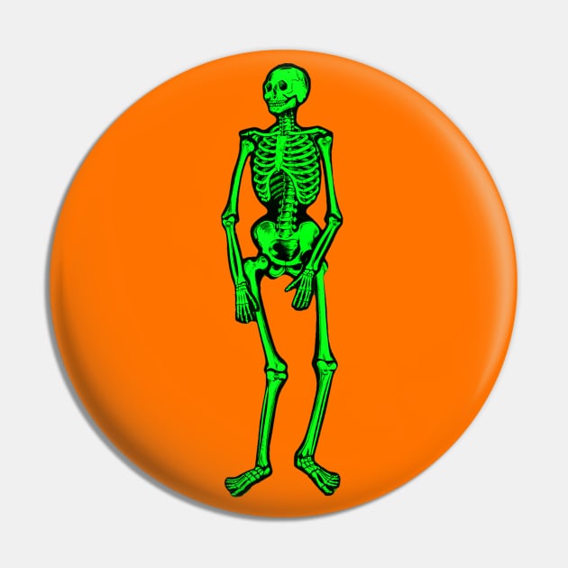 Green Skeleton Pin by zombill