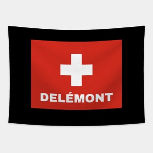 Delémont City in Swiss Flag Tapestry