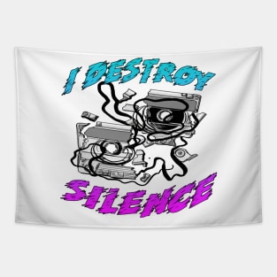 I Destroy Silence Old School Blue Tapestry