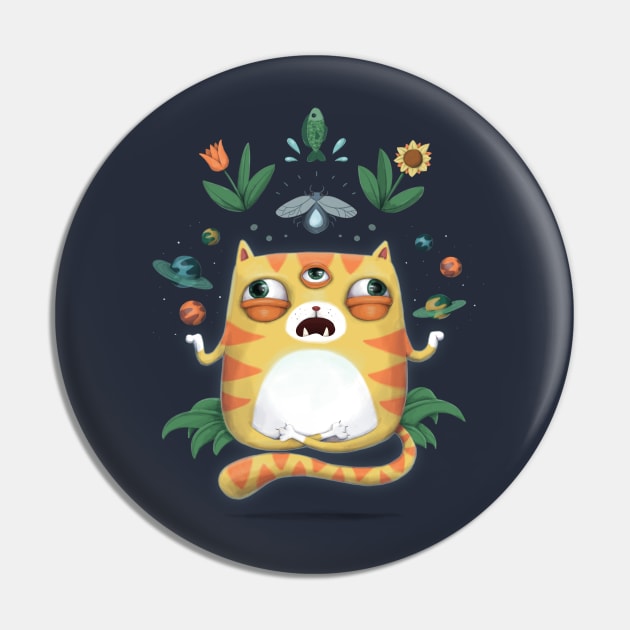 The All Knowing Cat Pin by agrapedesign