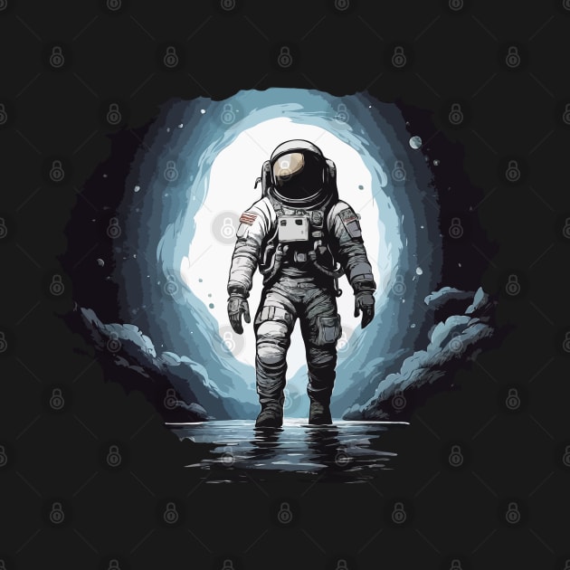 Lone Astronaut Cosmic Adventure Space Explorer by merchlovers