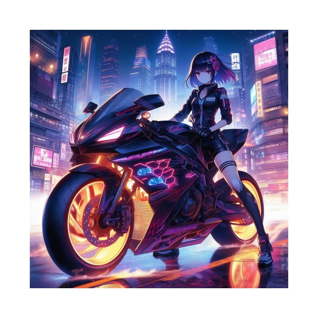 anime girl on motorbike by Anthony88