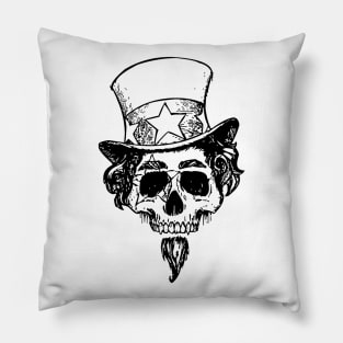 Skull with hat and goatee Pillow