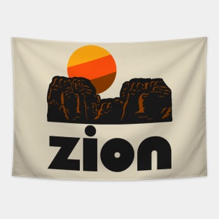 Retro Zion ))(( Tourist Souvenir National Park Design Tapestry