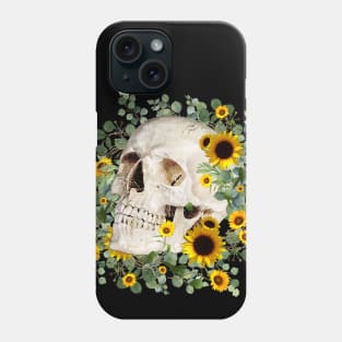 Skull and sunflowers, sugar skull and flowers Phone Case