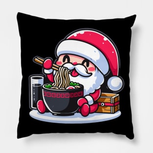 Cartoon Santa Eating Ramen Pillow