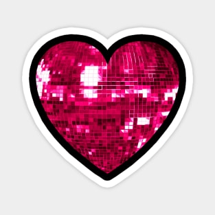 Pink Disco Ball Heart Magnet