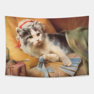 Vintage Cat Print Tapestry