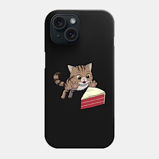 Siberian Cat excited to eat Red Velvet Cake Phone Case