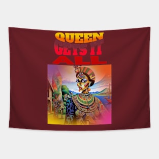 Queen Gets it All (exotic African woman in tribal attire) Tapestry