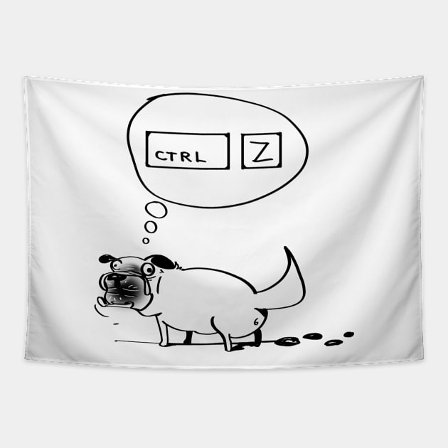 Ctrl-Z-Pug Tapestry by spclrd