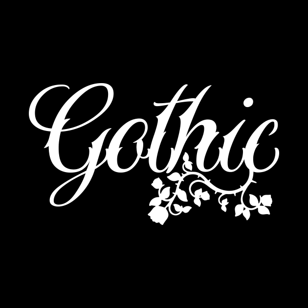 Gothic in aesthetic script with rose by SpassmitShirts