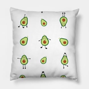 Avocados practicing yoga with cute expression Pillow