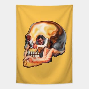 Skull Mad Scientist Doctor Horror Comic Retro Vintage Tapestry