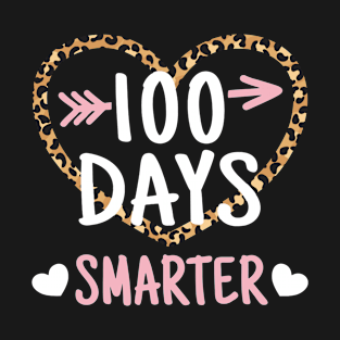 100th Day Of School 100 Days Smarter Leopard Heart T-Shirt