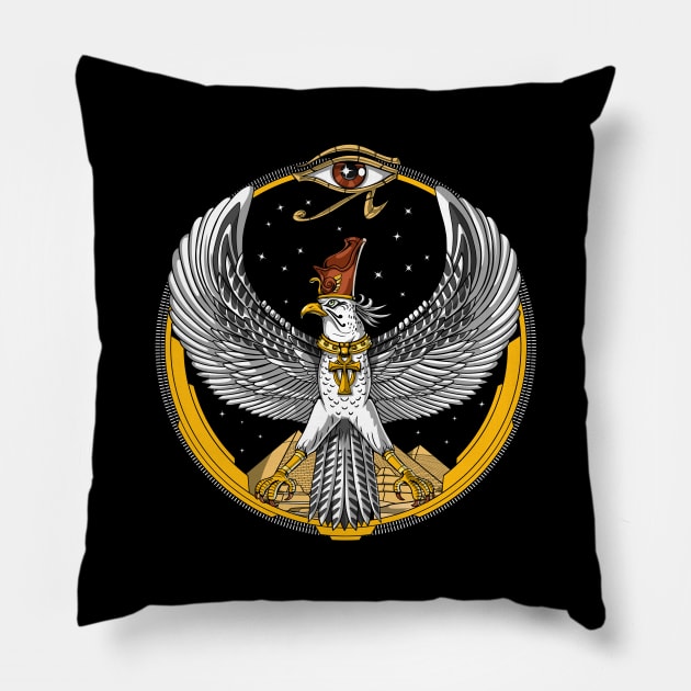 Ancient Egyptian Falcon God Horus Pillow by underheaven