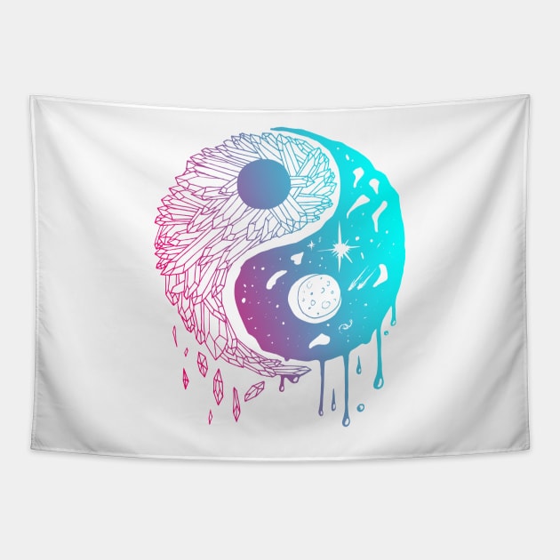 Dual Color Yin Yang Crystals and The Night Sky Tapestry by kenallouis