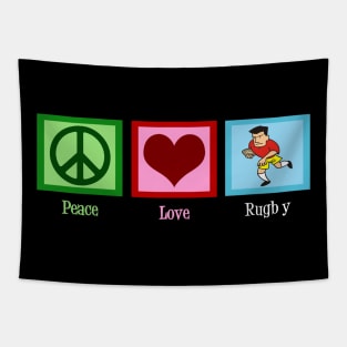 Peace Love Rugby Tapestry