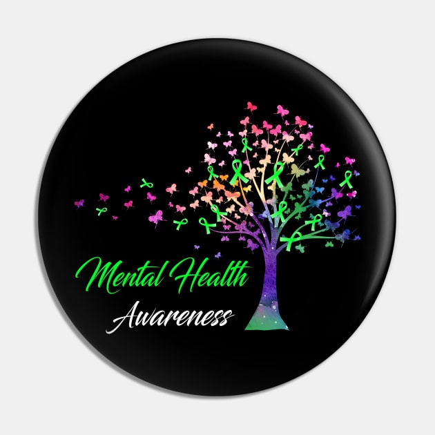 Tree Ribbons Mental Health Awareness Support Mental Health Warrior Gifts Pin by ThePassion99