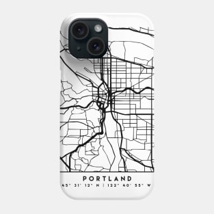 PORTLAND OREGON BLACK CITY STREET MAP ART Phone Case