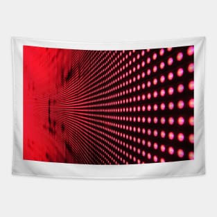 Red lights in line on black surface Tapestry