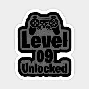 LEVEL 9 UNLOCKED Birthday 9 Year Old Gamer Vintage Magnet