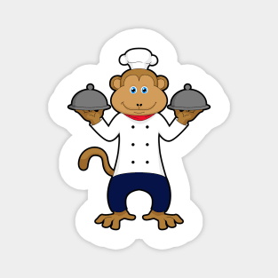 Monkey as Cook with Serving plates Magnet