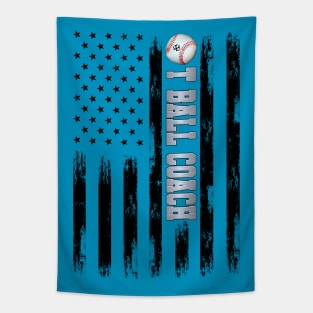 T-BALL COACH BLACK AMERICAN FLAG SILVER Tapestry