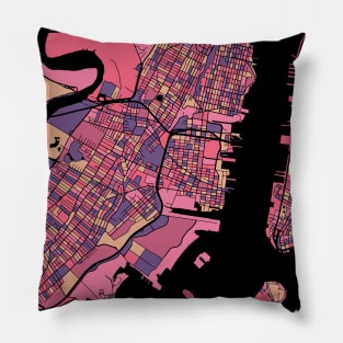 Jersey City Map Pattern in Purple & Pink Pillow