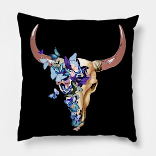 Cow skull floral 7 Pillow