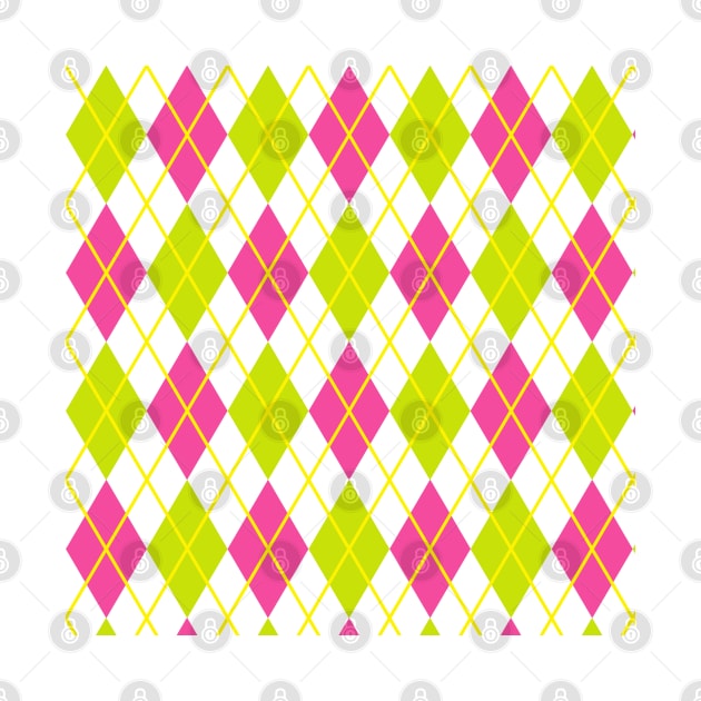 Argyle Pink Magenta Lime Green Gold Punk Rock Retro by Shayna