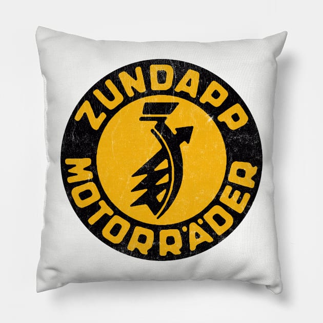 Defunct Zundapp Motorcycles / Faded Vintage Style Pillow by CultOfRomance