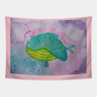 Pastel cutesy whale Tapestry