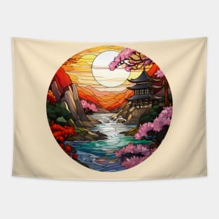 Cherry Blossom Temple Tapestry