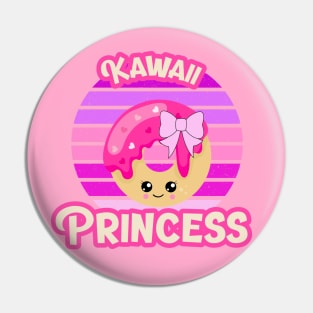 Kawaii Princess Doughnut: Pink and Lavender Retro Vintage Sunset Pin