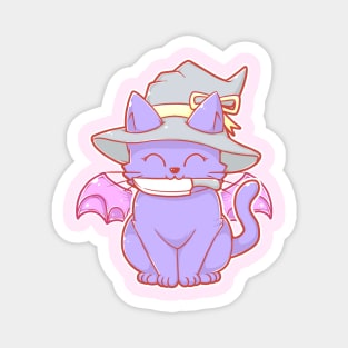 Cute Kawaii Cat with Knife and Bat Wings in Pastel Colors Magnet