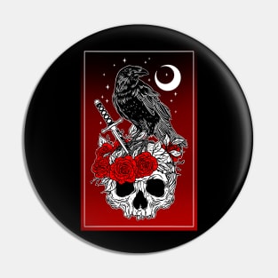 Crow with skull Pin