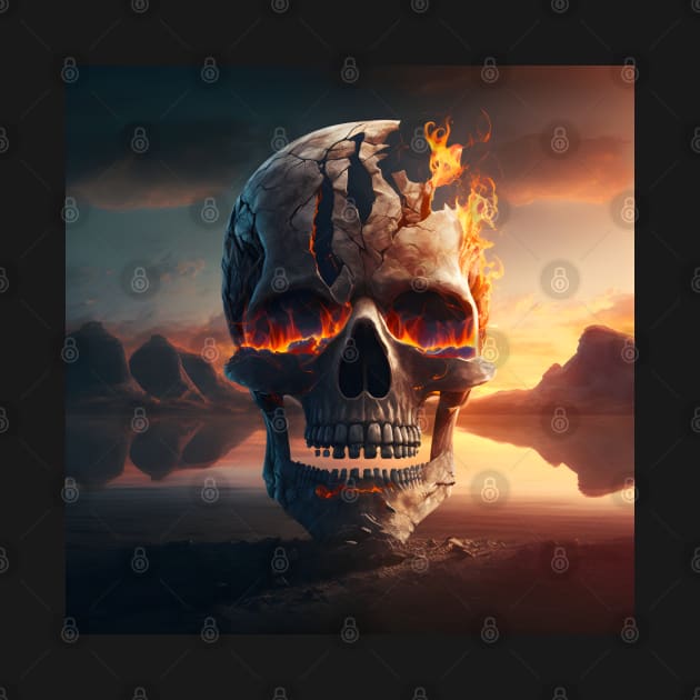 Broken Skull in Flames by ArtisticCorner