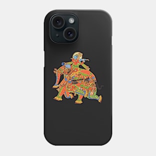 "Narikunjar" Elephant formation by women and lord krishna print indian folk art "phad painting" Phone Case