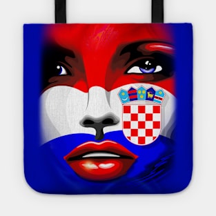 Croatia Flag Beautiful Girl Portrait Tote