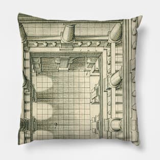 Vintage Architecture, Atrium Courtyard Perspective by Henricus Hondius Pillow