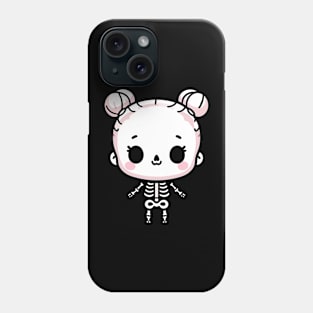 Cute Kawaii Girl Skeleton | Spooky Cute Halloween Design for Girls Phone Case