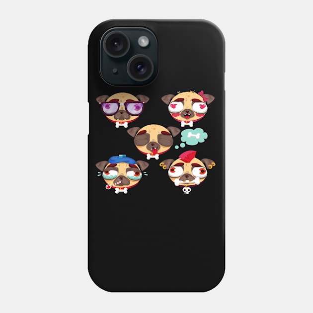 Pug Collection Phone Case by Mako Design 