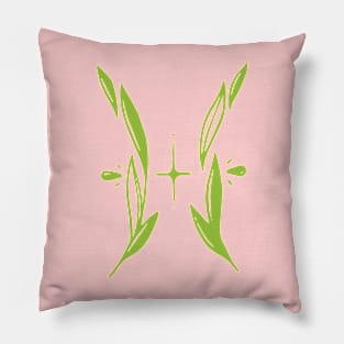 green floral Pisces zodiac sign Pillow