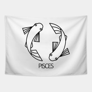 Pisces Zodiac Sign - Black Tapestry