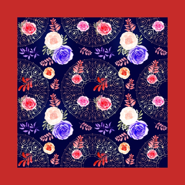 Spring Mandalas and Roses Plum by sandpaperdaisy