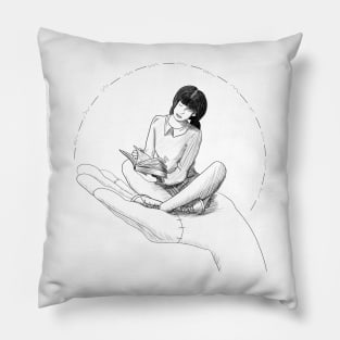 Wednesday Addams, Girl reading on top of Thing - Own Concept -  Not Hamlet Design Pillow