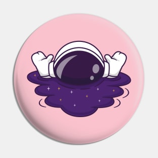 Cute Astronaut Drowning In Space Cartoon Pin